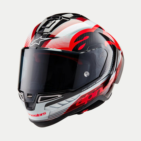 ALPINESTARS Supertech R10 Helmet - Team - Black/Carbon Red/Gloss White - Small 8200224-1352-S