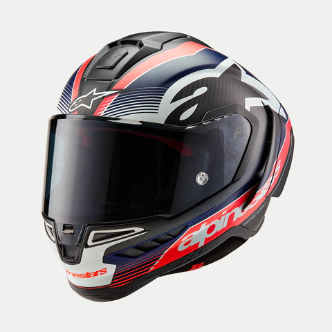 ALPINESTARS Supertech R10 Helmet - Team - Matte Black/Carbon Red Fluo/Blue - Medium 8200224-1383-M