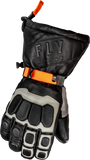 Fly Racing Glacier Gloves Black/Grey/Orange XL – Weatherproof Leather Gauntlet Gloves with Touch Screen Compatibility
