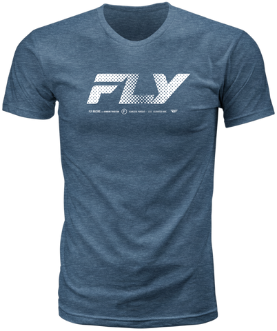 Fly Racing Fly Worldwide Tee Blue Medium - Premium Combed Cotton Crew Neck