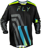 FLY RACING Large Kinetic Volt Jersey Black/Grey/Teal/Yellow 380-540L