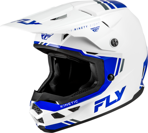 FLY Racing Kinetic Verdict Helmet White/Blue/Grey XL – Off-Road Motorcycle Helmet with Advanced Ventilation and Safety Features