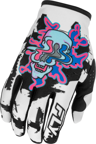 Fly Racing Lite Warp Gloves White/Blue/Pink Medium - Minimalist Race Gloves with Touch Screen Compatibility