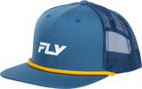 Fly Racing Fly Trucker Hat Blue and Yellow - Adjustable Snapback Cap with Curved Bill