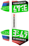 Yoshimura RS12 Muffler Decals Green - Part Number RS12-NB012