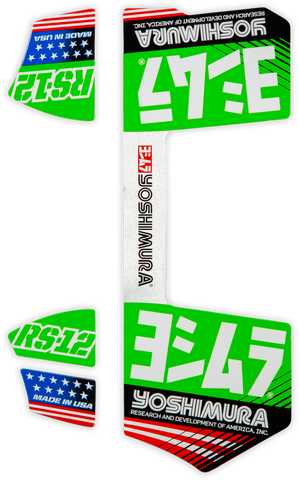 Yoshimura RS12 Muffler Decals Green - Part Number RS12-NB012