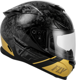 Fly Racing Sentinel Mech Motorcycle Helmet Black/Grey/Gold Medium, Part Number 73-8432M