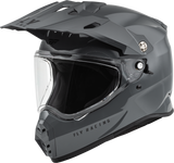 FLY Racing Trekker Solid Helmet Grey XS – Versatile Off-Road, Street, and Snow Helmet with ECE and DOT Approval
