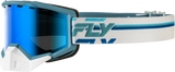 FLY RACING Focus Snow Goggle White/Blue with Blue Mirror/Blue Lens, 37-50090