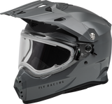 Fly Racing Trekker CW Solid Helmet with Electric Shield in Grey - Extra Small