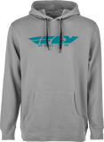 Fly Racing Corporate Pullover Hoodie Grey/Blue XL - Lightweight Cotton-Polyester Blend with Screen Print Logo