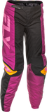 Fly Racing Women's F 16 Pants Black, Mauve & Yellow Size 11/12 – Durable, Comfortable Motocross Gear