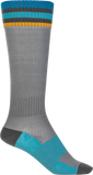 Fly Racing Youth MX Socks Thin Grey - Durable and Comfortable Boot-Length Riding Socks