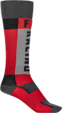 Fly Racing Youth MX Socks Thick Red/Grey with Arch and Ankle Support