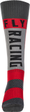 Fly Racing Youth MX Socks Thick Red/Grey with Arch and Ankle Support