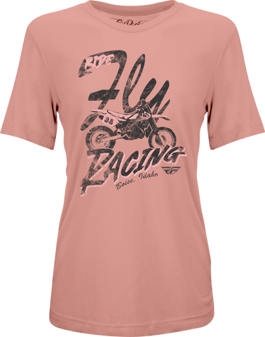 Fly Racing Women's Vintage Tee Pink Medium - Combed Ring-Spun Cotton and Polyester Blend