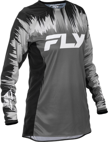 Fly Racing Women's Lite Jersey Black/Grey/White Large - Athletic Fit, Breathable Motorsport Apparel