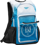 FLY Racing Jump Pack Backpack Blue/White - Versatile Moto Gear Bag with 35L Capacity