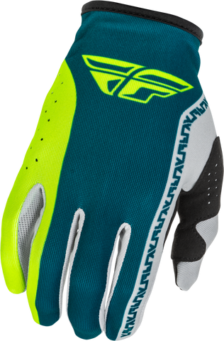 Fly Racing Youth Lite Gloves Grey, Lime, and Teal - Part Number 379-713YM