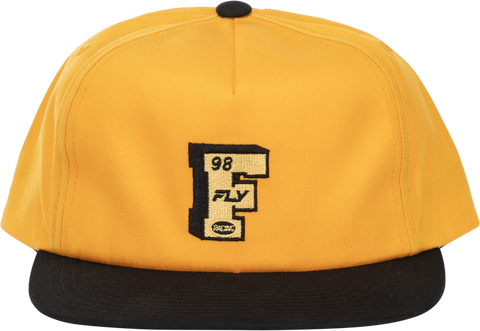 Fly Racing Fly Varsity Hat Mustard - Adjustable Snapback with Curved Bill
