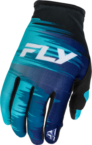 Fly Racing Girl's Lite Gloves Aqua/Navy/White YL - Lightweight Race Gloves with Touch Screen Compatibility