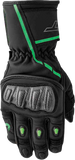 RST S1 Leather Motorcycle Gloves, Black and Fluorescent Green, Small – Part Number 103650F.GRN-08