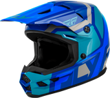 Fly Racing Youth Kinetic Scrap Helmet Blue, Light Blue and Gray, Size YL, Part 73-2007YL