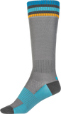 Fly Racing Youth MX Socks Thin Grey - Durable and Comfortable Boot-Length Riding Socks