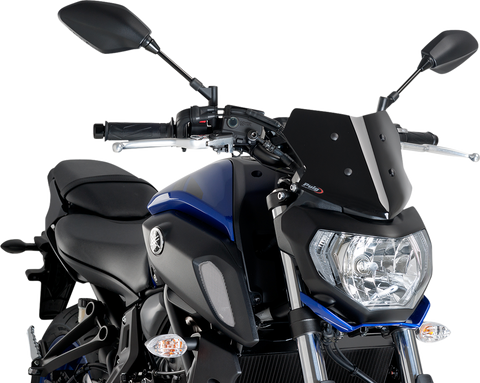PUIG HI-TECH PARTS Naked Sport Windscreen - Black - Yamaha 9666N