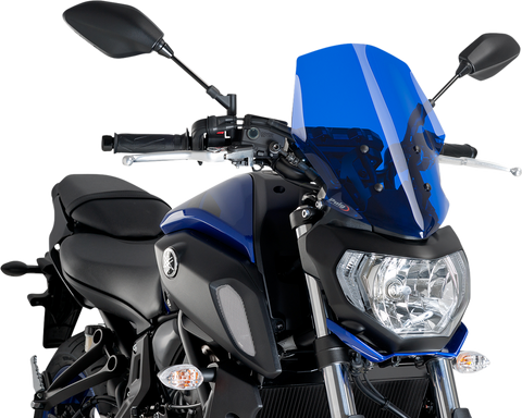 PUIG HI-TECH PARTS Naked Touring Windscreen - Blue - Yamaha 9667A