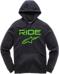 ALPINESTARS Ride 2.0 Fleece Hoodie - Black/Green - Medium 1119510001060M