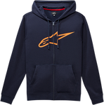 ALPINESTARS Ageless II Zip Hoodie - Navy/Orange - 2XL 10385305270322X