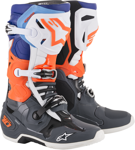 ALPINESTARS Tech 10 Boots - Gray/Orange/Blue - US 7 2010019-9047-7