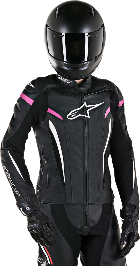 ALPINESTARS Stella GP Plus R v2 Leather Jacket - Black/White/Pink