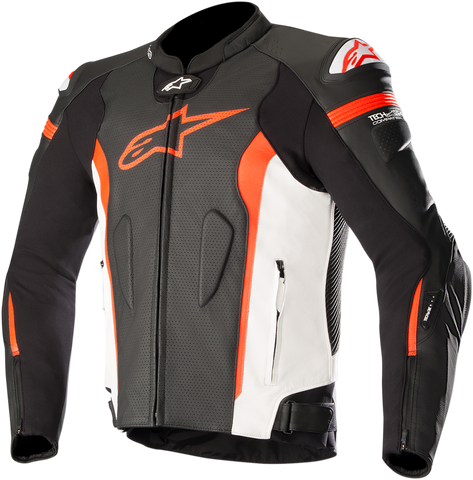 ALPINESTARS Missile Leather Jacket - Black/White/Red - US 48 / EU 58 3100118-1230-58
