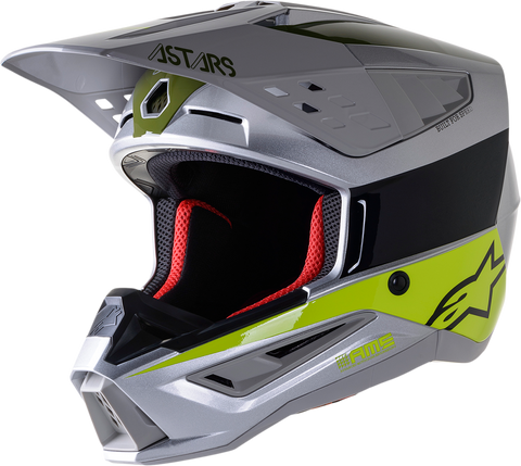 ALPINESTARS SM5 Helmet - Bond - Silver/Yellow/Green - Small 8303522-1956-SM