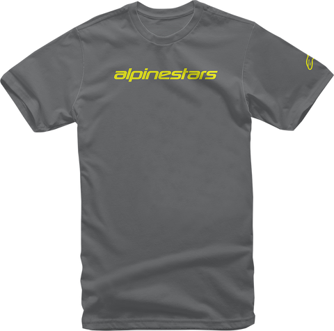 ALPINESTARS Linear Wordmark T-Shirt - Charcoal/Fluorescent Yellow - Medium 1212-720201852M