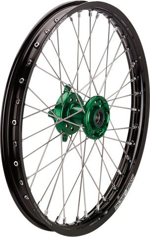 MOOSE RACING SX-1 Complete Wheel - Front - Black Wheel/Green Hub - 21"x1.60" - Kawasaki KFN-16021-BKGN