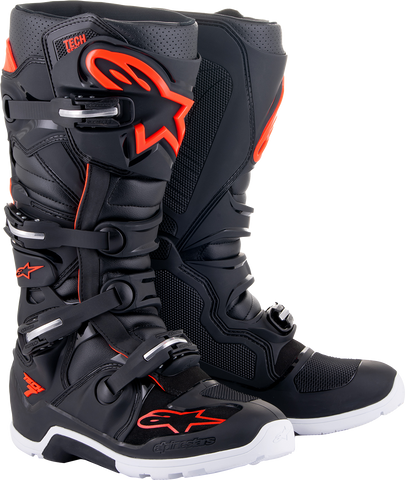 ALPINESTARS Tech 7 Enduro Boots - Black/Red Fluorescent - US 10 2012114-1030-10