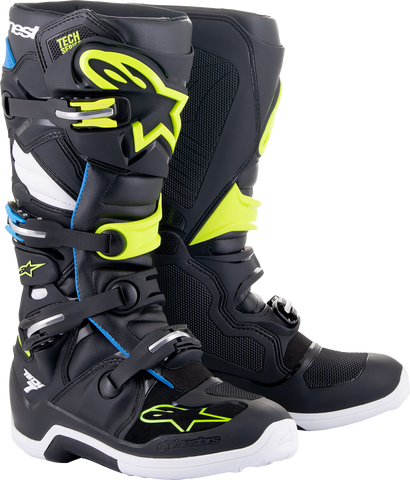 ALPINESTARS Tech 7 Boots - Black/Blue/Yellow Fluorescent - US 9 2012014-1795-9