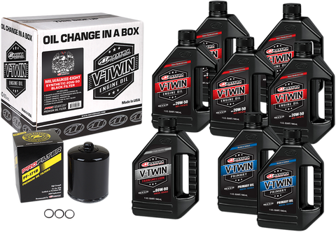 MAXIMA RACING OIL M8 Synthetic 20W-50 Oil Change Kit - Black Filter 90-129018PB