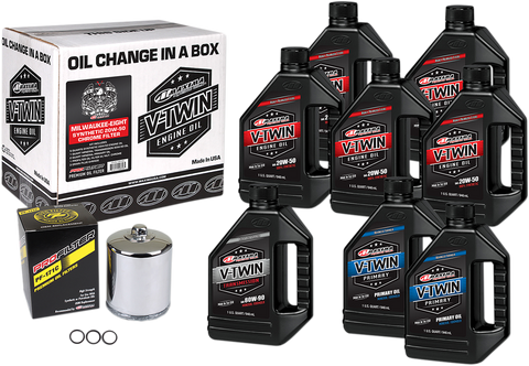 MAXIMA RACING OIL M8 Synthetic 20W-50 Oil Change Kit - Chrome Filter 90-129018PC