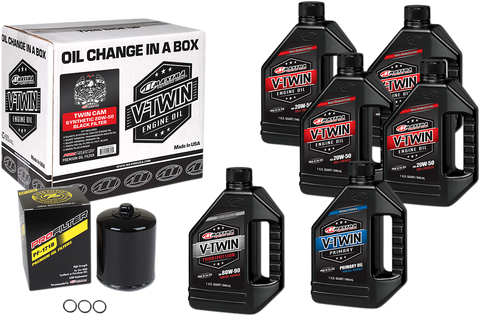 MAXIMA RACING OIL Twin Cam Synthetic 20W-50 Oil Change Kit - Black Filter 90-119016PB