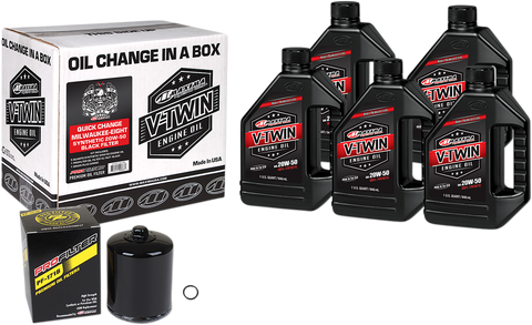 MAXIMA RACING OIL Quick Change M8 Synthetic 20W-50 Oil Change Kit - Black Filter 90-129015PB