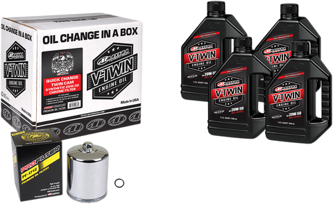 MAXIMA RACING OIL Quick Change Twin Cam Synthetic 20W-50 Oil Change Kit - Chrome Filter 90-119014PC