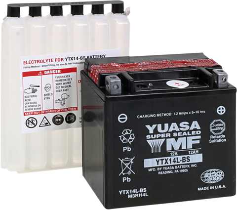 YUASA AGM Battery - YTX14L-BS .69 L YUAM3RH4L