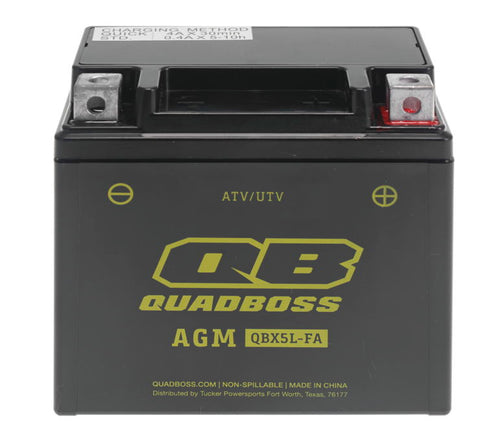 QuadBoss Maintenance-Free AGM Batteries HTX5L-FA-QB Battery, 12V Battery, 114mm L x 69mm W x 109mm H
