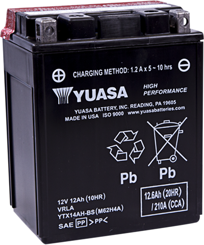 YUASA AGM Battery - YTX14AH-BS .66 L YUAM62H4A