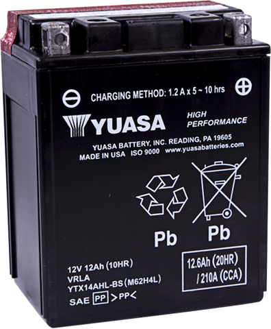 YUASA AGM Battery - YTX14AHL-BS .66 L YUAM62H4L