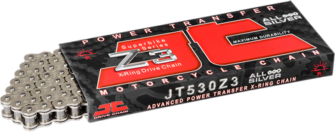JT CHAINS 520 Z3 - Heavy Duty X-Ring Sealed Drive Chain - Nickel - 120 Links JTC520Z3NN120RL